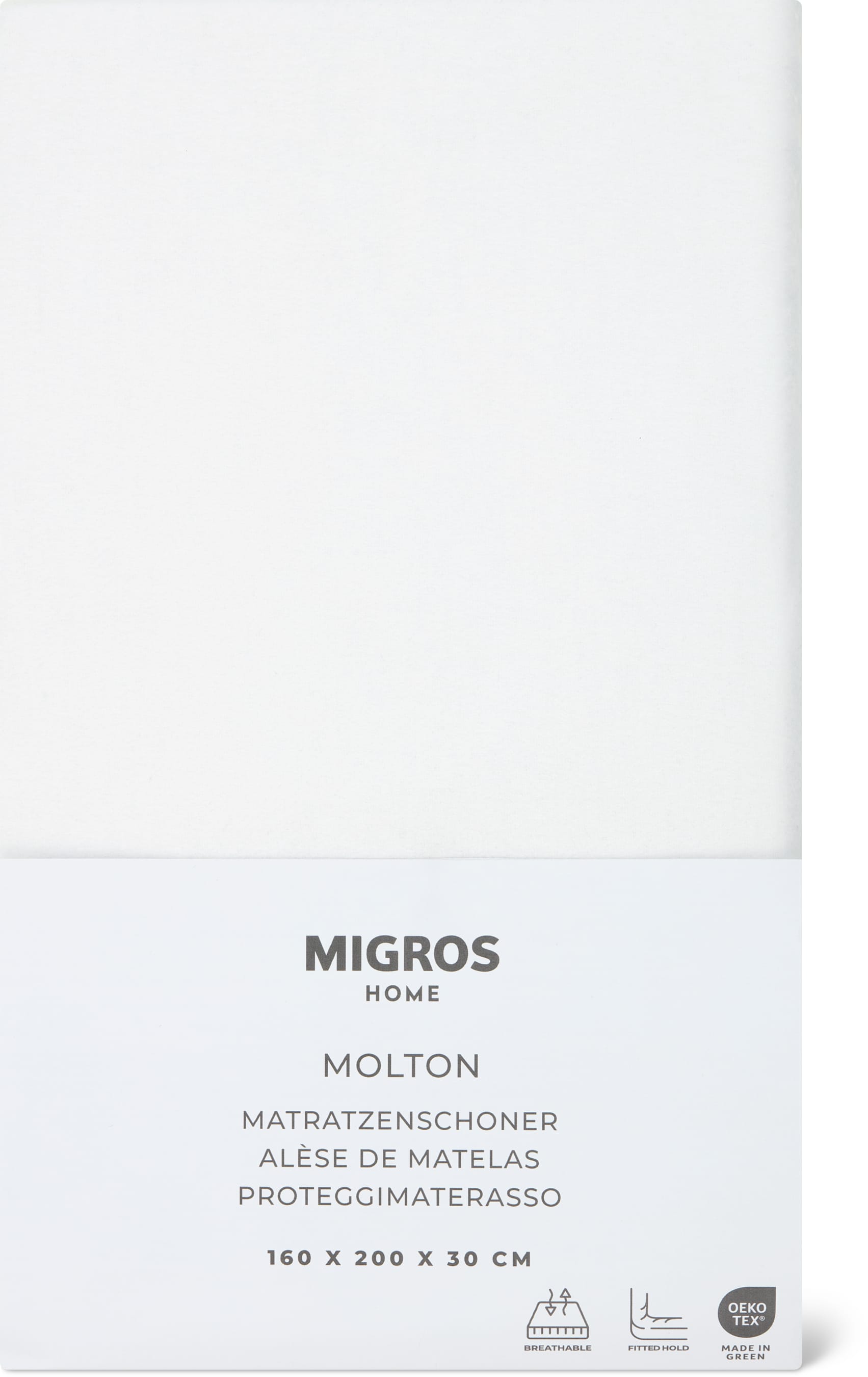 Molton Matratzenschoner 160x200x30cm, weiss